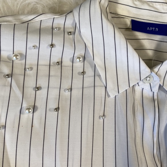 🍋[ Apt. 9 ] Pinstripe Embellished Blouse - Picture 2 of 11